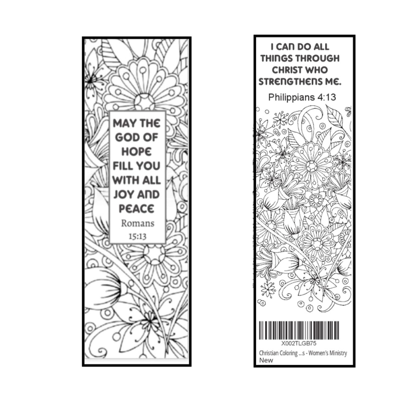 100 Bible Verse Coloring Bookmarks – Romans 15:13 & Phil 4:13 – Christian Book And Toys for Free Printable Bookmarks For Women