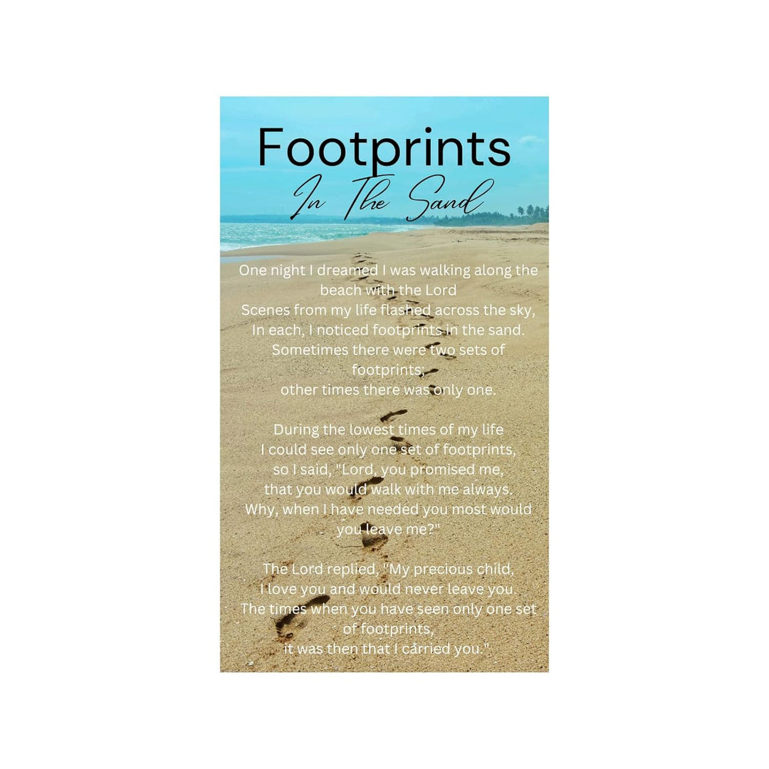 100 Bulk Count of Footprints In The Sand Poem Gifts - Pocket Prayer Card - Christian Bookmarks - Wallet Cards