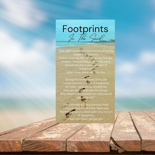 100 Bulk Count of Footprints In The Sand Poem Gifts - Pocket Prayer Card - Christian Bookmarks - Wallet Cards