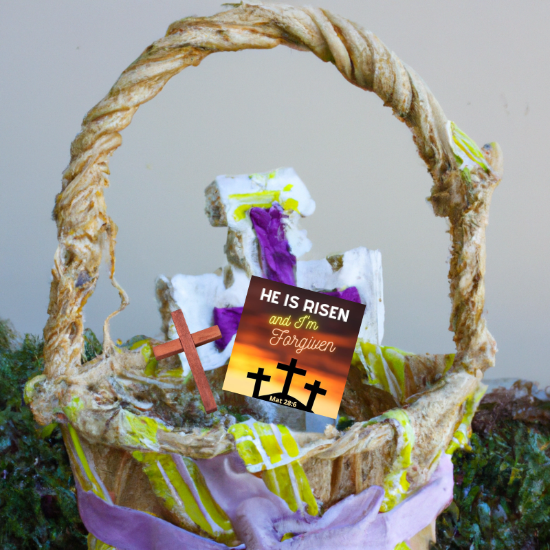 Easter party favors wooden cross with Easter card