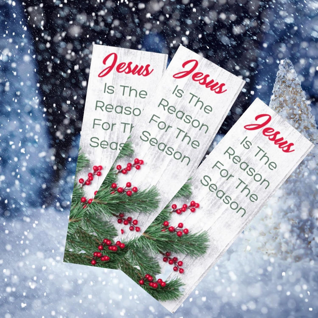 100 Count Bulk Pack - Christmas Jesus is The Reason for The Season Bookmarks - Isaiah 9:6 NIV Bible Verse - Church Handouts- Greeting Card Inserts