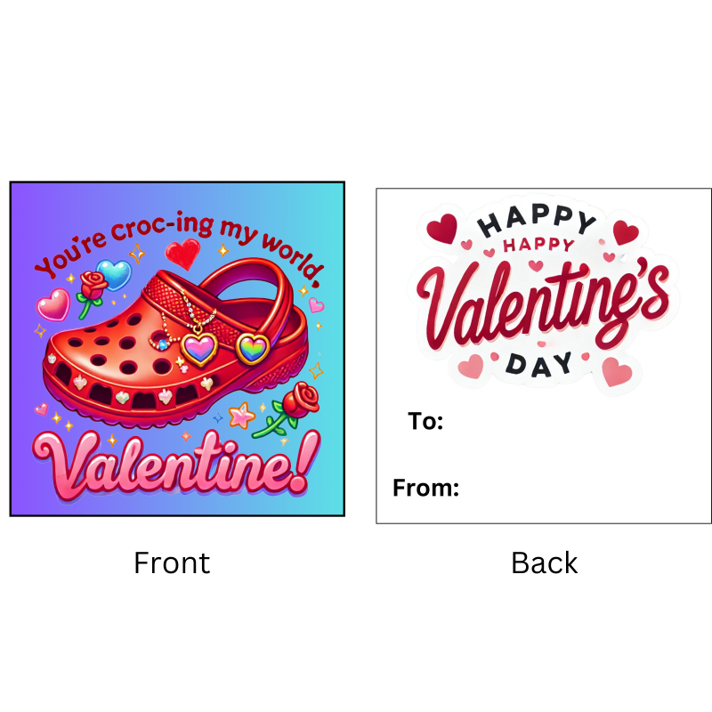 Valentine's Day Clog Shoe Keychains With Cards