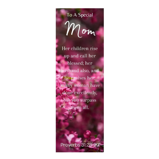 Pink Special Mom Christian Mother's Day Bookmarks - Proverbs 31:29