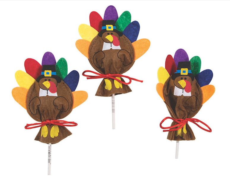 Turkey Lollipop Covers – 12 Pack Thanksgiving Party Favors & Candy Decorations