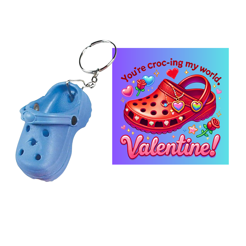 Valentine's Day Clog Shoe Keychains With Cards