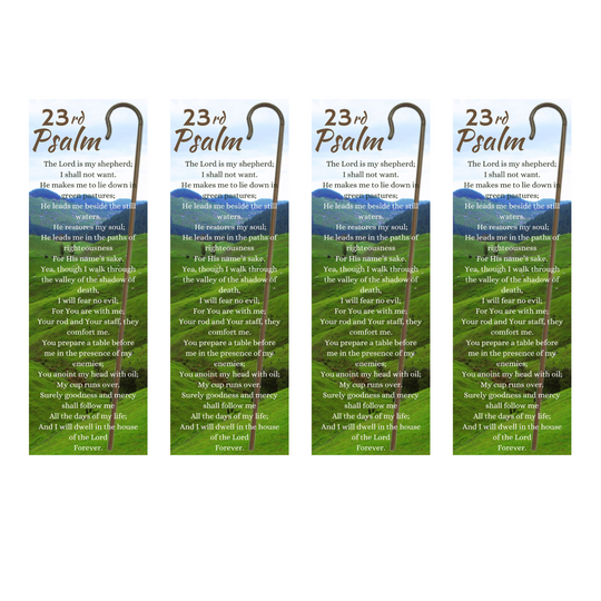 100 Bulk Count Religious Bookmarks: Shepherd's Staff - 23rd Psalm for Teens, Men, or Women - Encouraging Christian Tokens - Standard 6" x 2" Design - NKJV