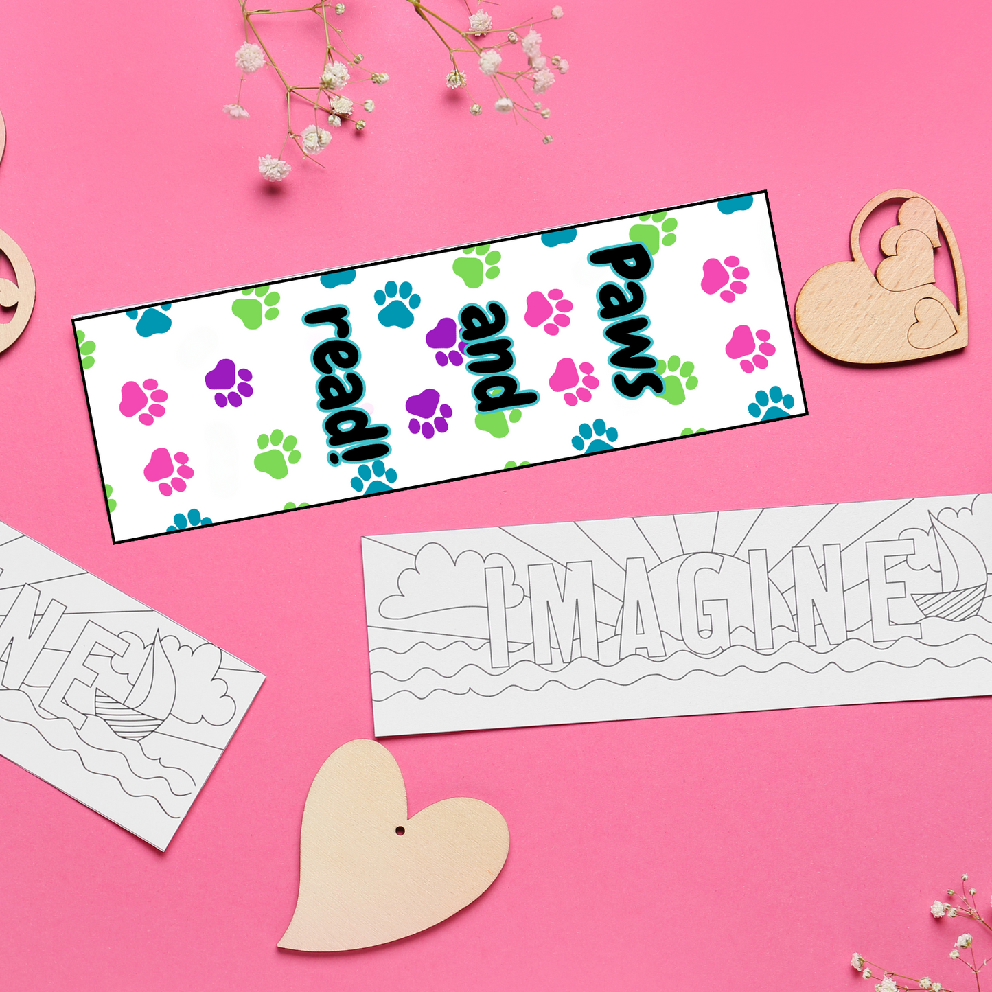 100 Bulk Count of Paws and Read Encourage Reading Bookmarks for Kids