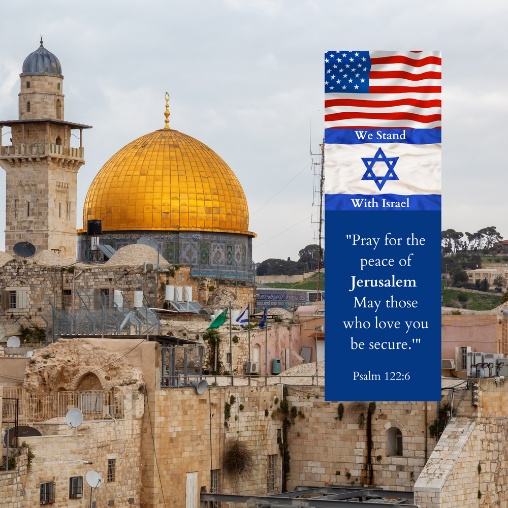 100 Bulk Count - We Stand with Israel - Pray for The Peace of Jerusalem - Bookmarks - Page Markers - American Flag with The Israel Flag - Premium - Made in USA - for Prayer Warriors