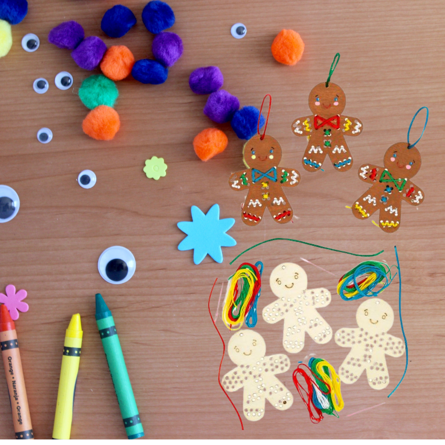 Bulk 24 Count of DIY Unfinished Wood Gingerbread Cross Stitch Kits