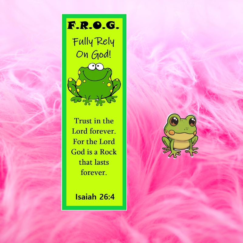 Fully Rely On God F.R.O.G. Bookmark With Frog Lapel Pin Gift Set