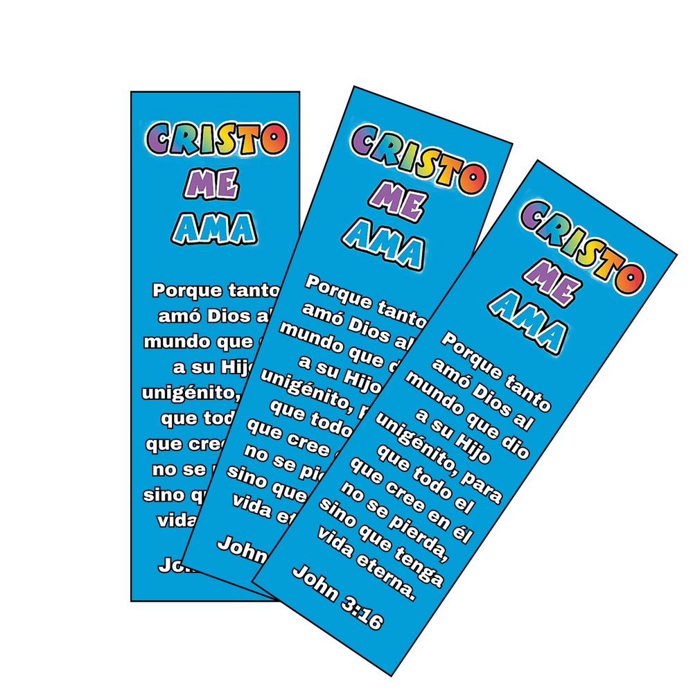 100 Count Cristo Me AMA John 3:16 Jesus Loves Me Spanish Christian Bookmarks for Kids