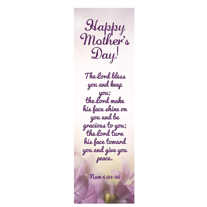 50 Bulk Mother's Day Bookmarks – Purple Flowers, Numbers 6:24 Verse