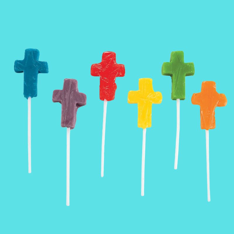 Faithful Sweets Mini Cross-Shaped Lollipops Bulk Pack 144 Count Easter Candy