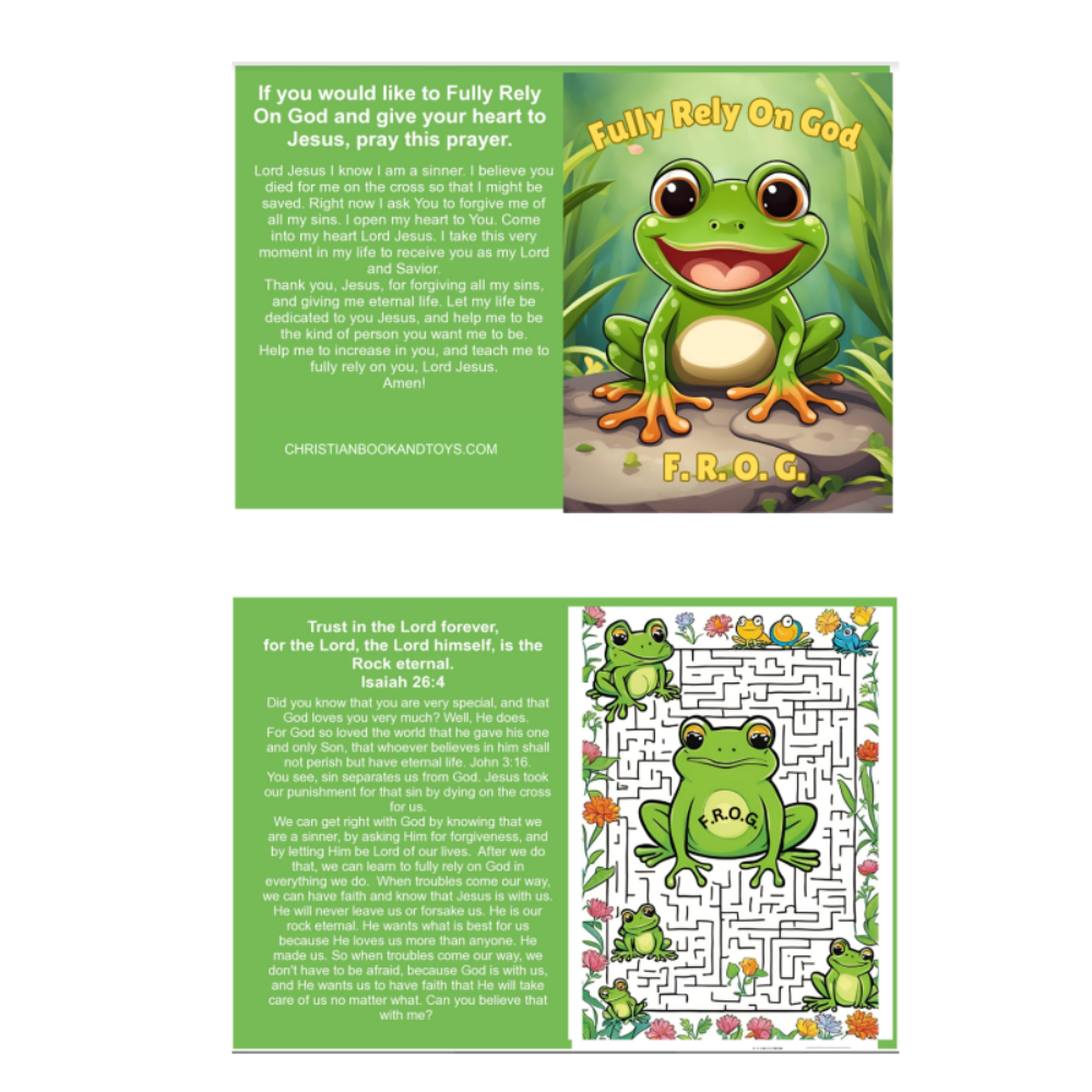 100 F.R.O.G. Gospel Tracts for Kids – Fully Rely on God Theme