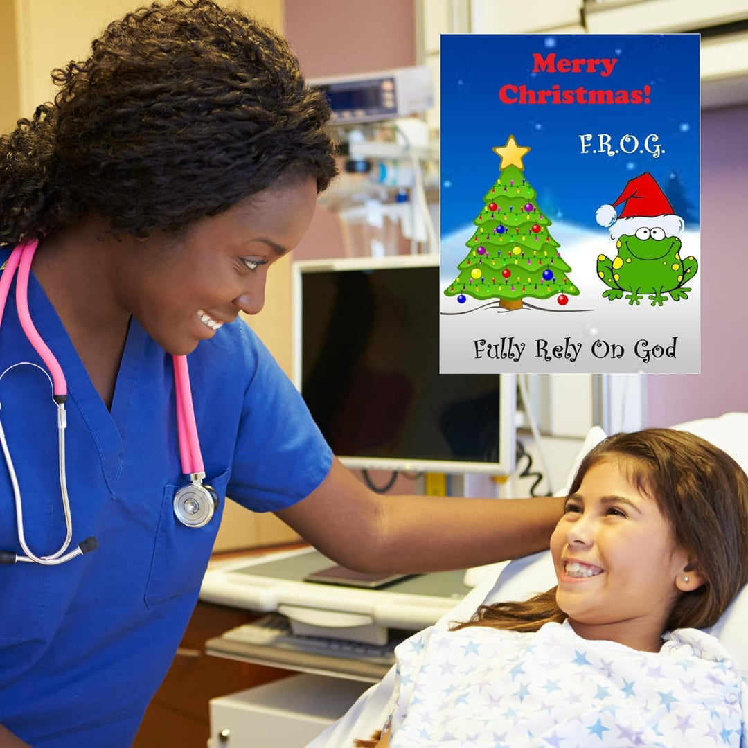 100 count Merry Christmas Fully Rely On God Frog F.R.O.G. Christian Bible Tracts for Kids