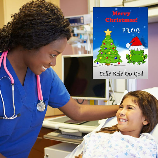 100 count Merry Christmas Fully Rely On God Frog F.R.O.G. Christian Bible Tracts for Kids