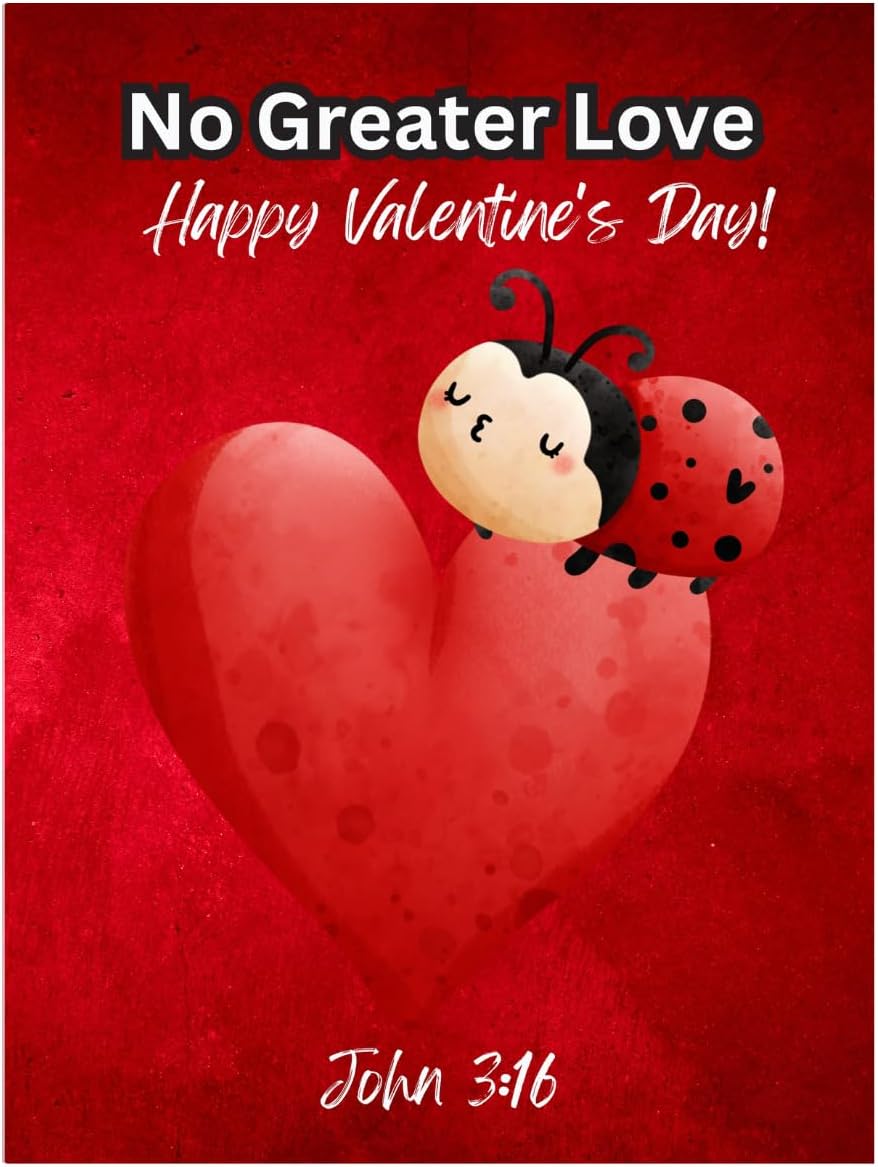 No Greater Love Red Valentine Ladybug Religious John 3 16 Childrens Gospel Tracts Bible Tracts for Witnessing Bulk (100 Count)