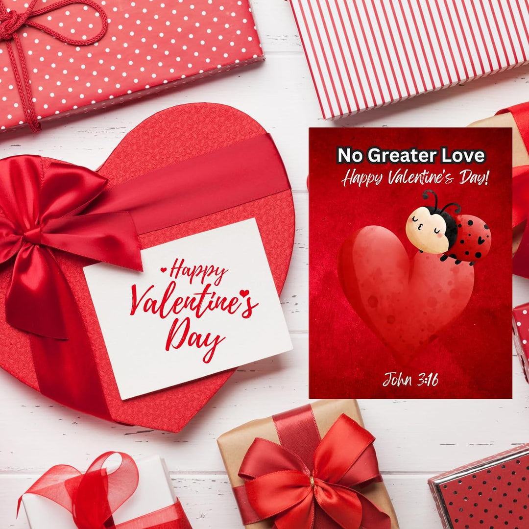 No Greater Love Red Valentine Ladybug Religious John 3 16 Childrens Gospel Tracts Bible Tracts for Witnessing Bulk (100 Count)