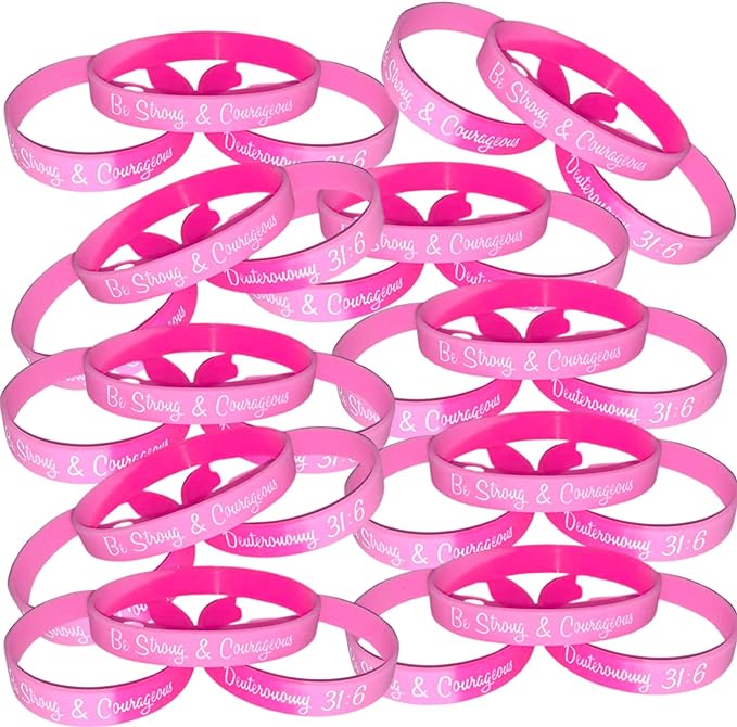 Pink Ribbon Breast Cancer Awareness Wristbands Bulk 100 Bulk