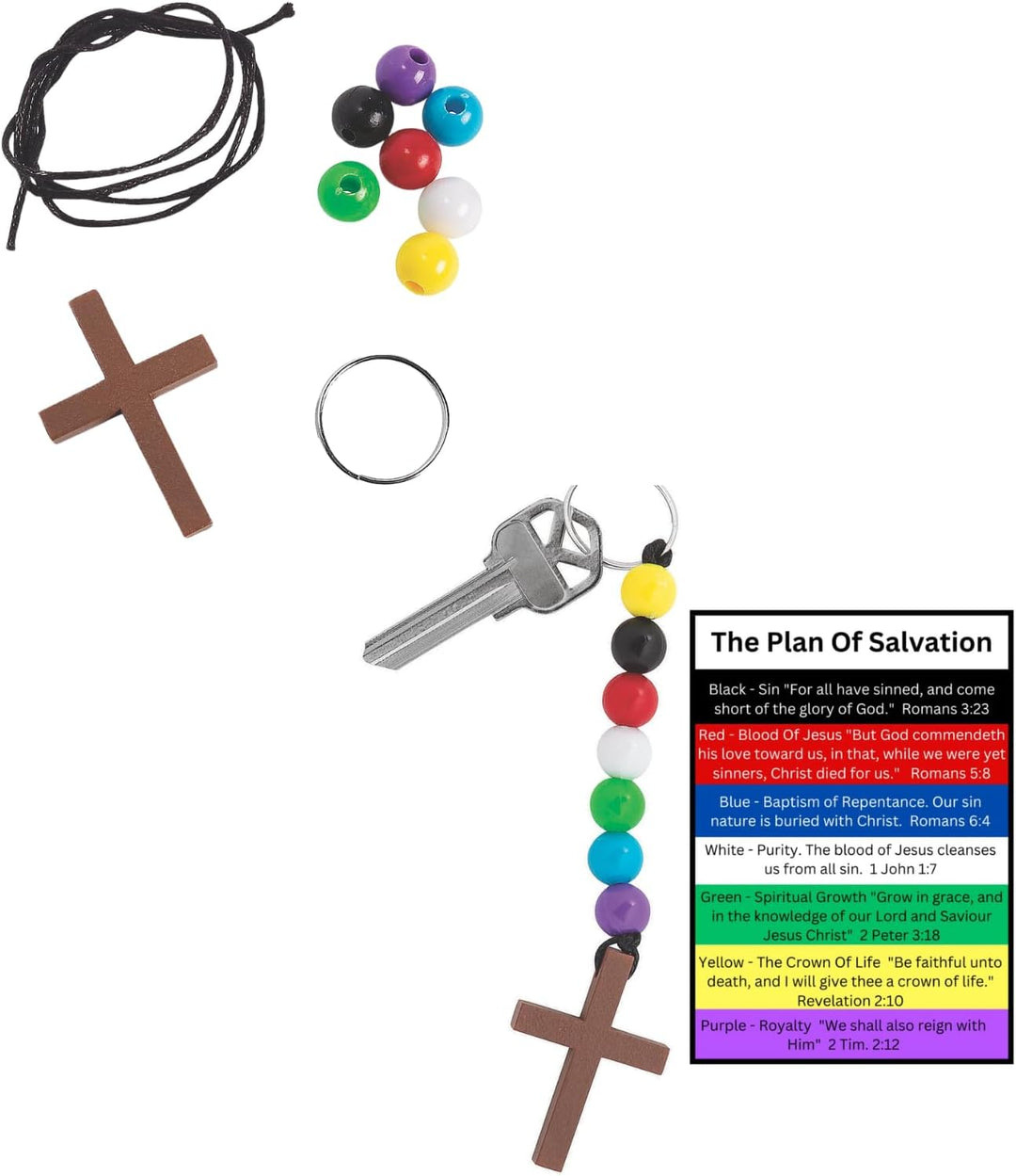 Plan of Salvation Cards with Colors of Faith Cross Keychain Craft Kit