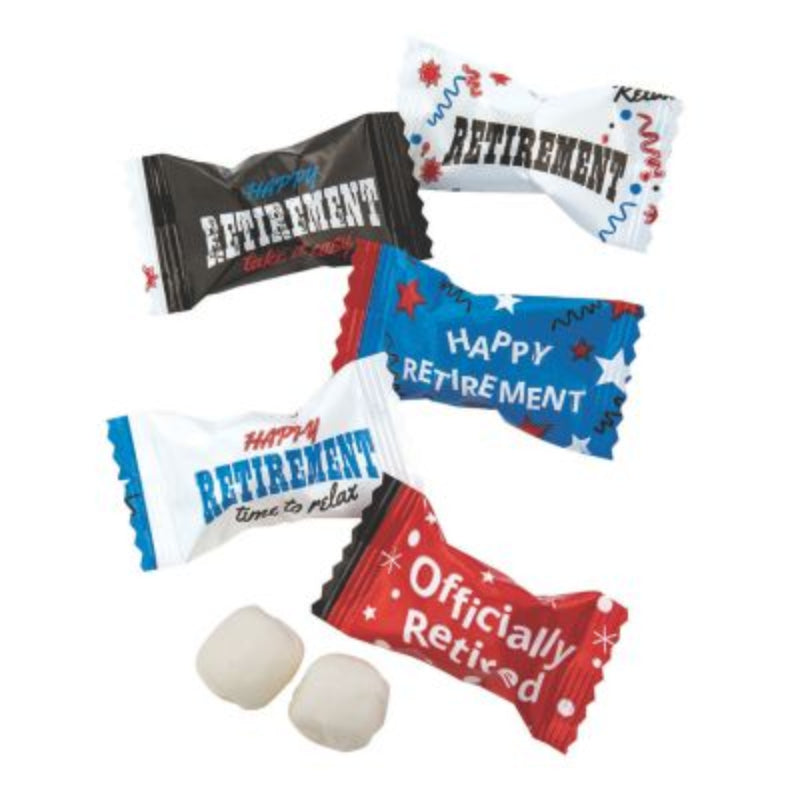 Happy Retirement Buttermints – Individually Foil-Wrapped – Bulk 216 Ct – Butter Mints