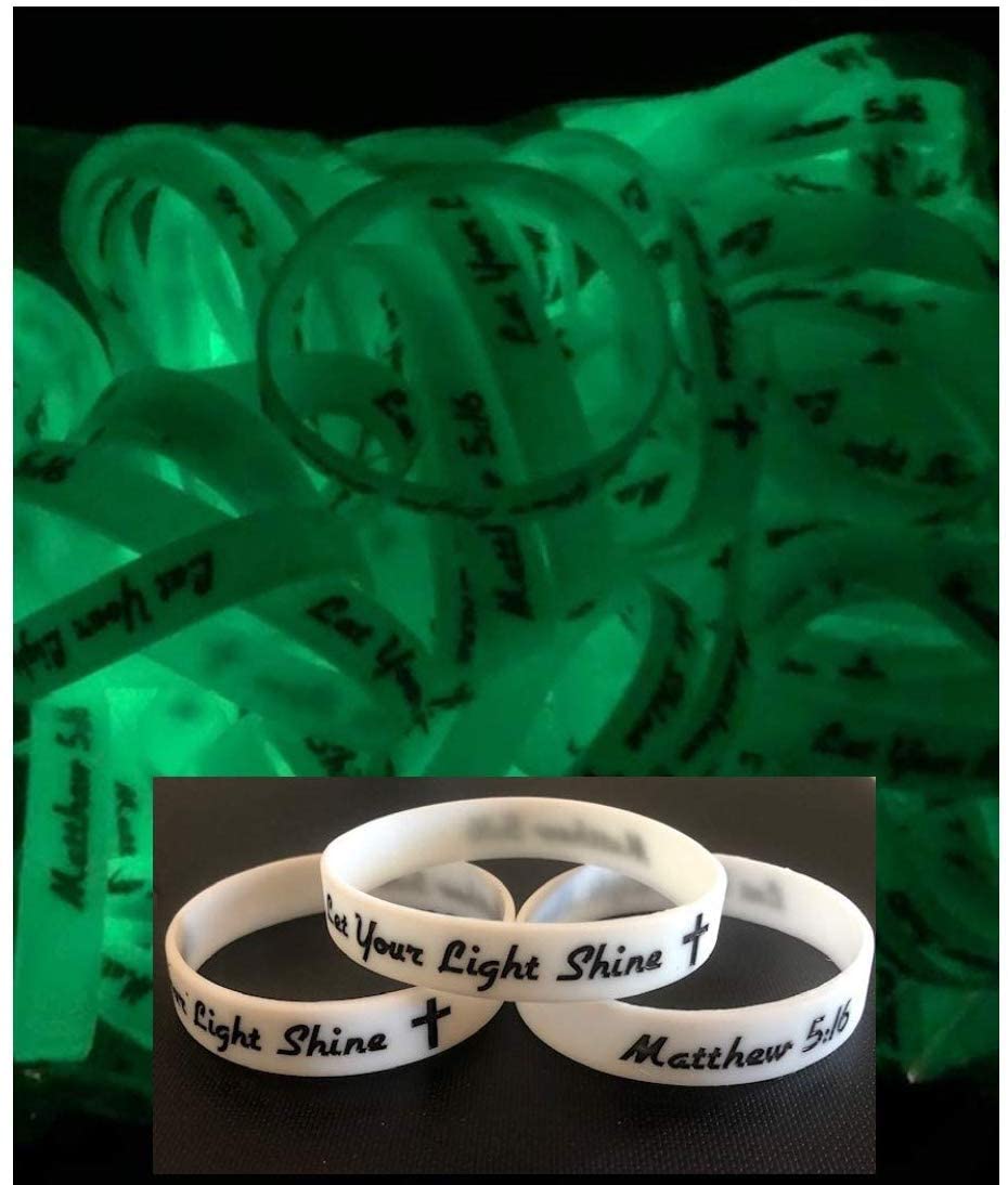 Glow In Dark Let Your Light Shine Halloween Christian Bracelets (10 Count)