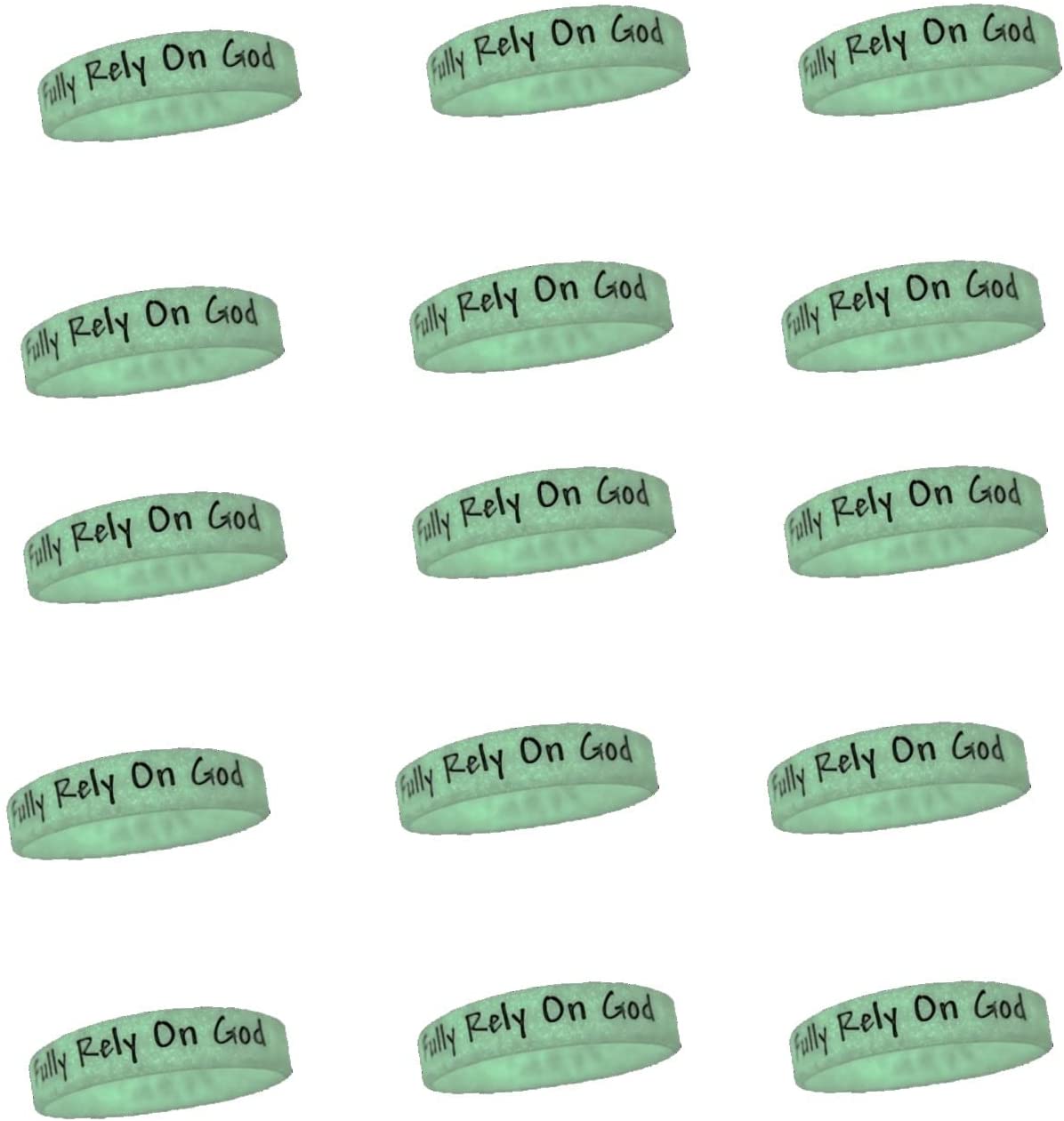 Fully Rely on God Frog Glow in The Dark Silicone Bracelets Embossed Bulk Pack 25 Count