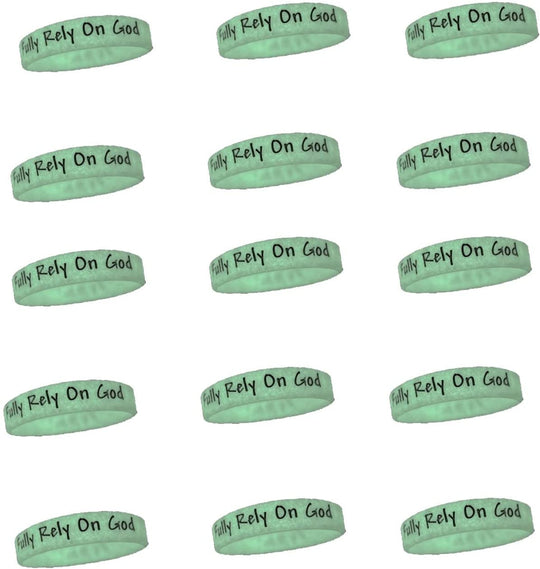 Fully Rely On God Frog Glow in The Dark Silicone Bracelets Embossed Bulk Pack 25 Count