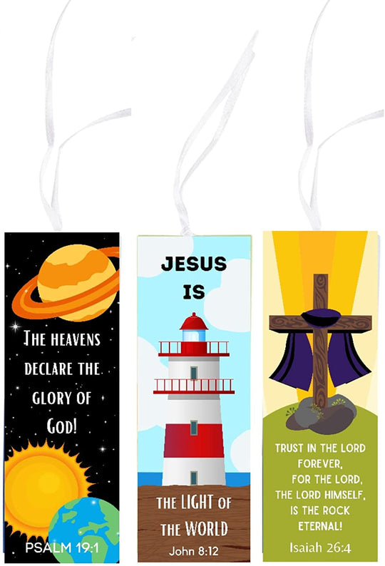 Wholesale Religious Christian Bible Verse Bookmark Assortment For Kids VBS Church (72 Pack)