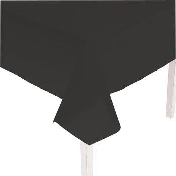 Bulk Set Of 12 Black Table Covers - Size: 54" x 108" Plastic Halloween Party Supplies & Decorations