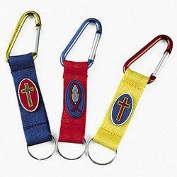 Metallic Clip Key Chains W/ Cross (1 dozen) - Bulk