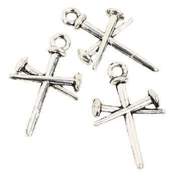 Silvertone Nail Cross Charms - Sunday School & Craft Supplies