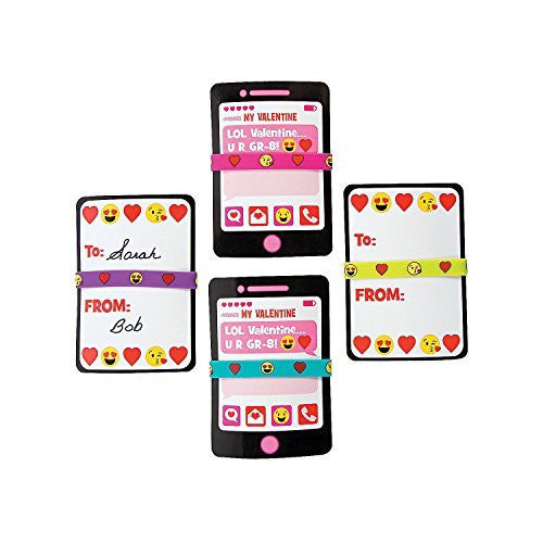 Valentine Emoji Bracelets & Exchange Cards