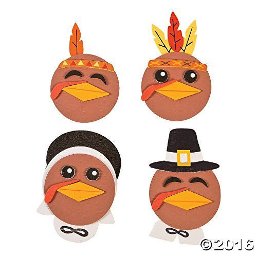 Turkey Head Magnet Craft Kit (Makes 12) Thanksgiving