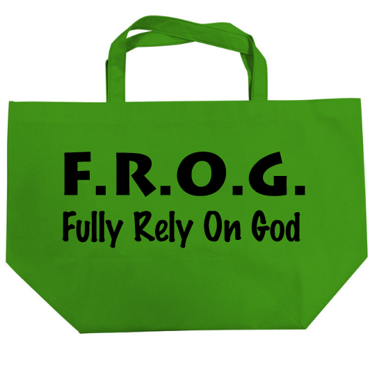 Fully Rely On God Tote Bags Bulk, F.R.O.G. Items, Party Bags, Halloween Tote Bags, 6 Pack