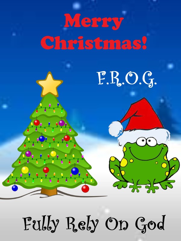 100 count Merry Christmas Fully Rely On God Frog F.R.O.G. Christian Bible Tracts for Kids