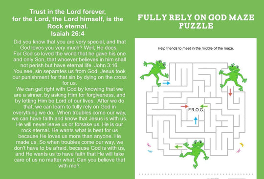 100 count Merry Christmas Fully Rely On God Frog F.R.O.G. Christian Bible Tracts for Kids