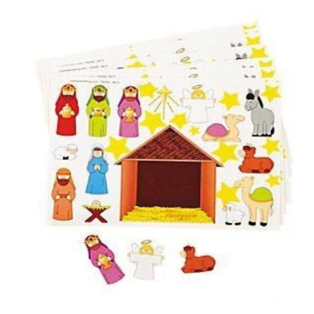 2 Dozen Nativity Sticker Sheets – 24 Sheets with 26 Stickers Each – Christmas Craft Activity