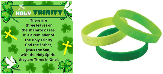 The Holy Trinity Religious Shamrock St. Patrick’s Day Bracelets with Cards