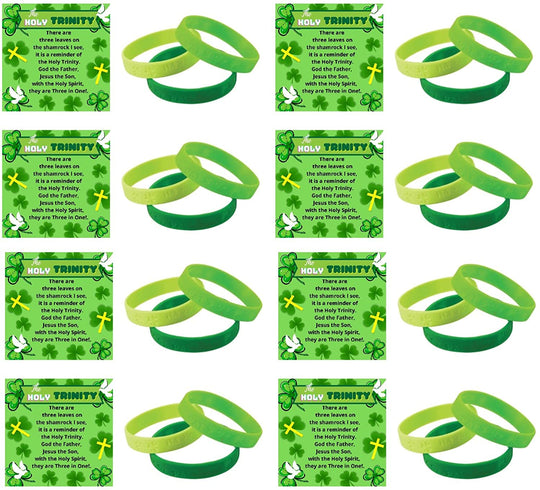 The Holy Trinity Religious Shamrock St. Patrick’s Day Bracelets with Cards 