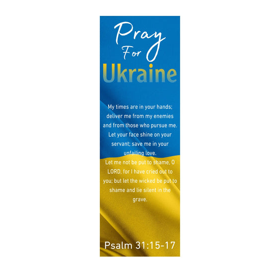 100 Pray for Ukraine Flag Bible Verse Psalm 31:15-17 Bookmarks