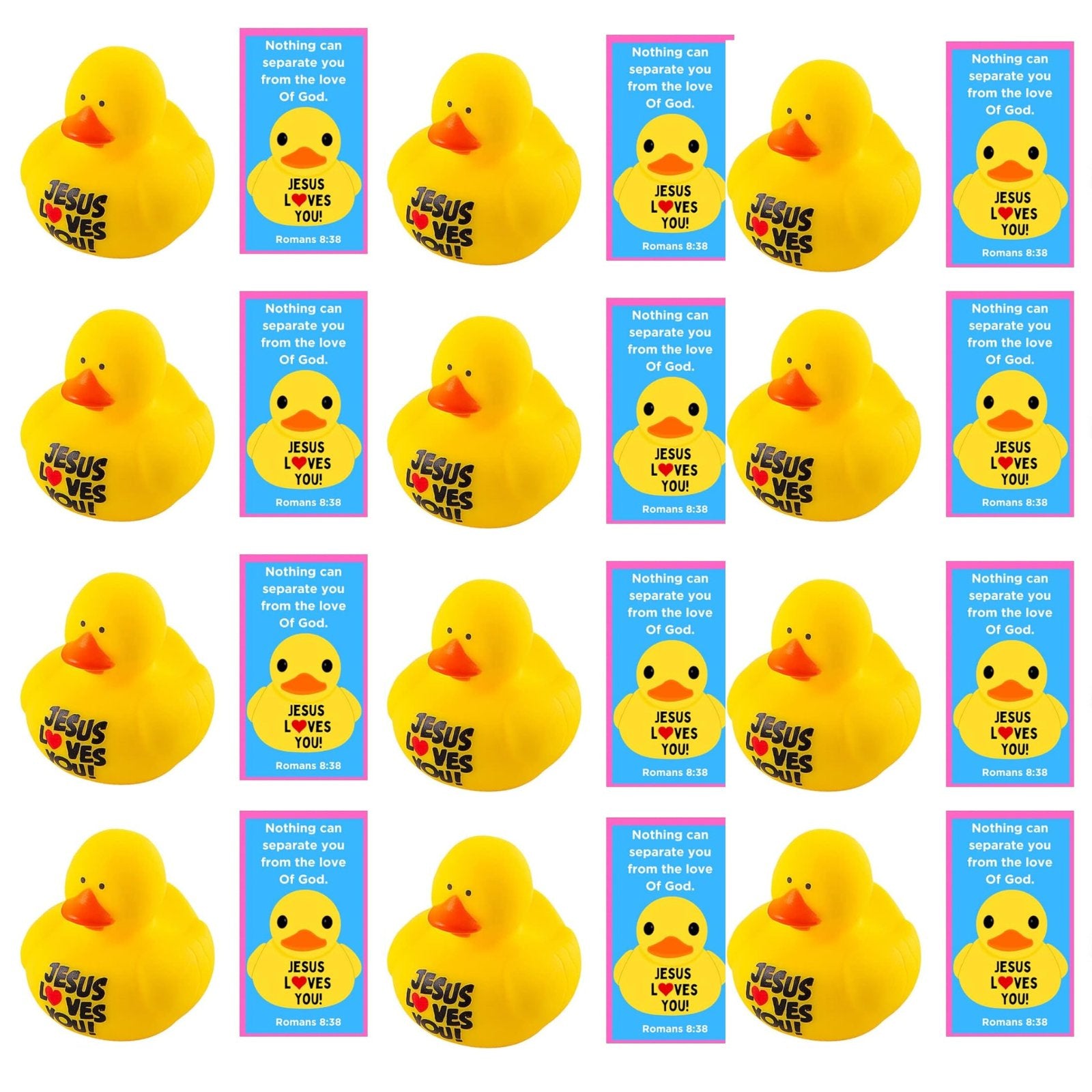 Jesus Loves You Pocket Prayer Bookmarks with Rubber Duckies Vinyl Mini Ducks Christian Party Favors