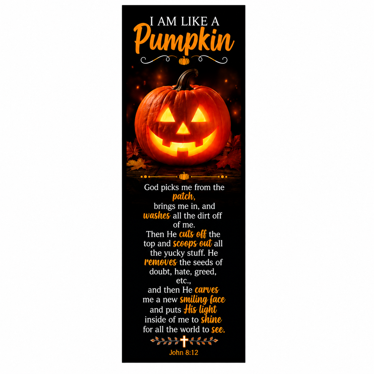 100 pack of Christian Halloween bookmarks featuring the Pumpkin Prayer on a white background.