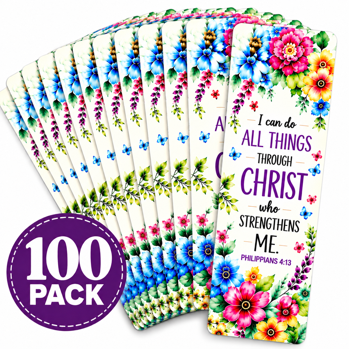 Philippians 4:13 I Can Do All Things Through Christ Floral Christian Bookmarks