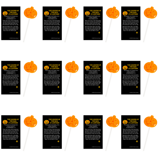 Set of Halloween-themed cards with pumpkin designs on sticks.