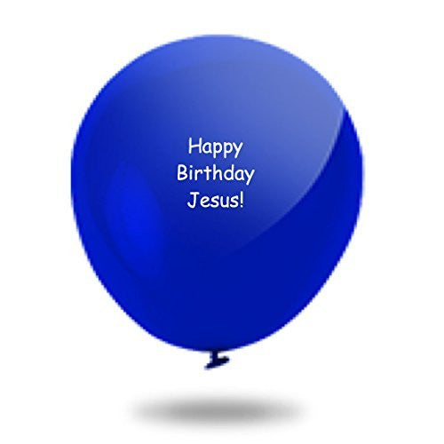 100 Bulk Count of 11" Blue "Happy Birthday Jesus" Latex Helium Quality Balloons