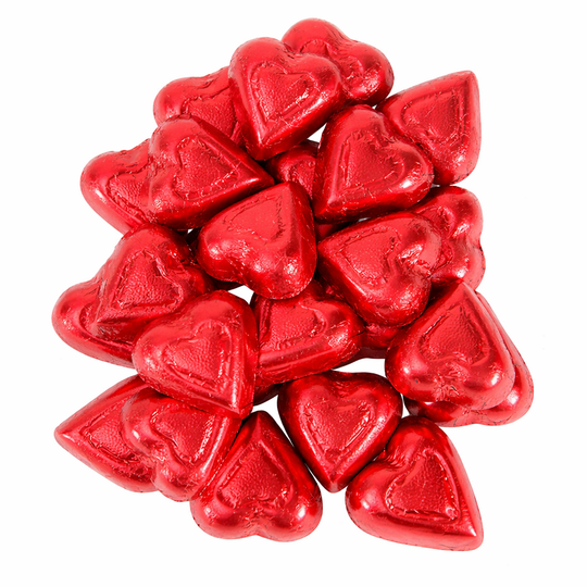 40 Count Valentine Milk Chocolate Hearts, Happy Valentine's Day, Individually Wrapped Party Candy 1.25”