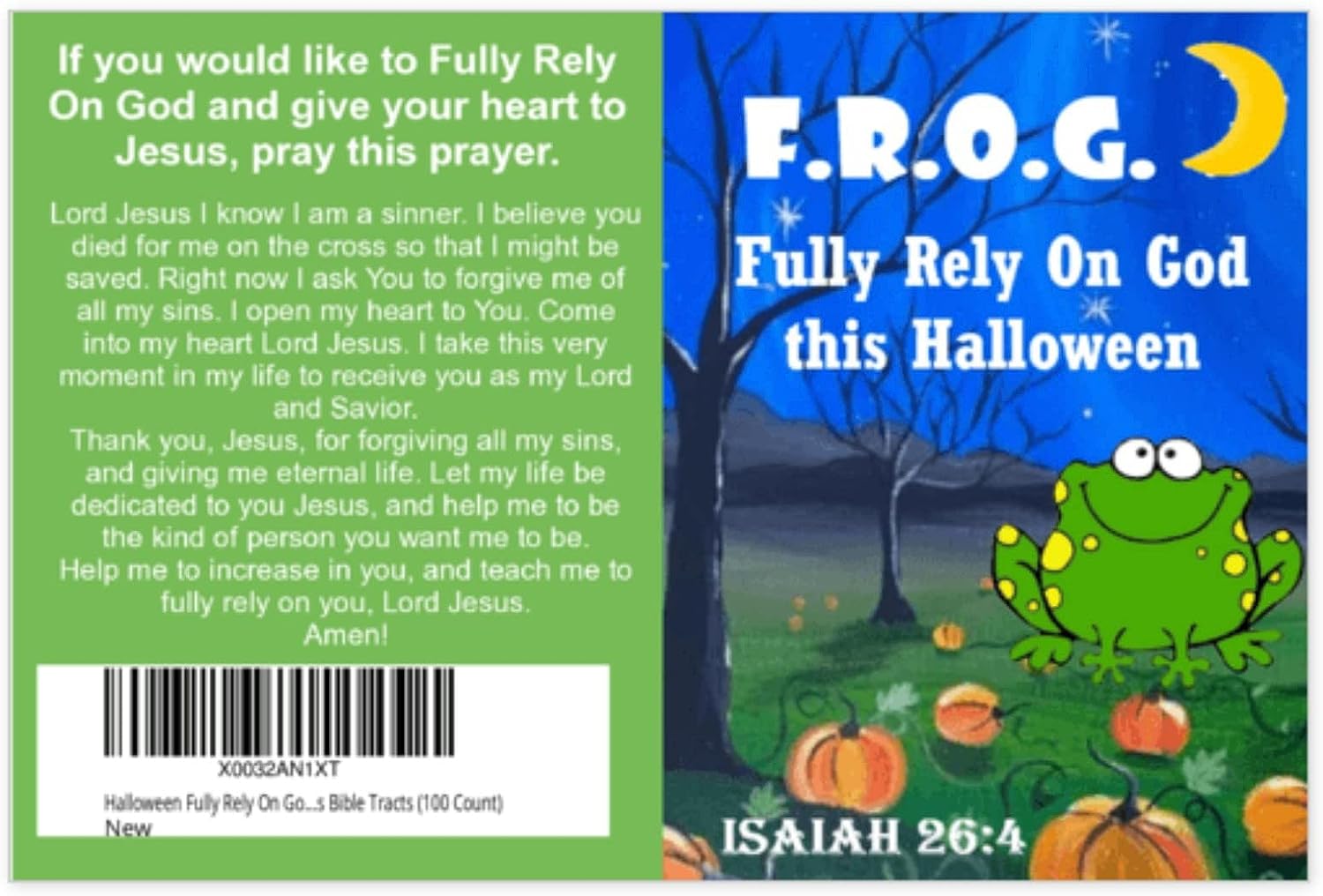 Bulk Halloween Fully Rely On God F.R.O.G. Christian Bible Tracts 100 Count