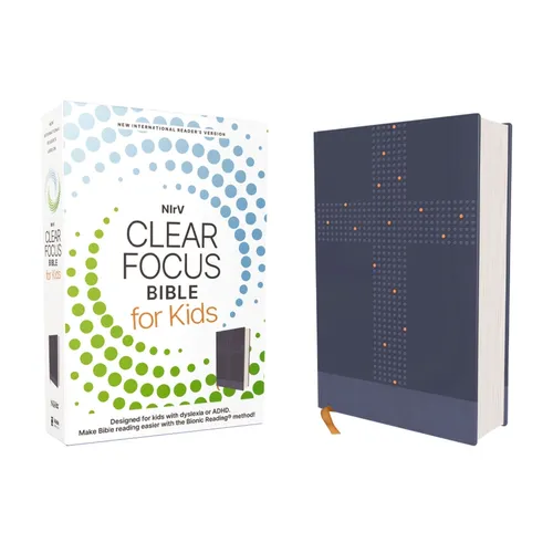 Nirv, Clear Focus Bible for Kids (Help Kids with ADHD or Dyslexia Read with Confidence), Leathersoft, Blue: Read More of the Bible with Better Focus U