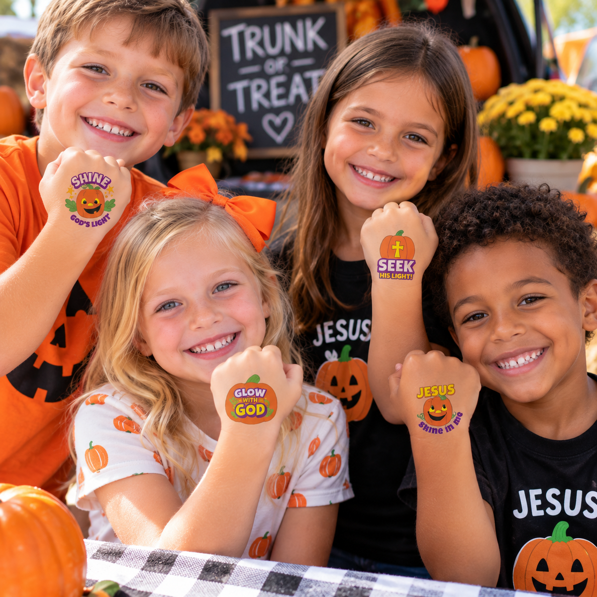 144 Christian Pumpkin Temporary Tattoos | Halloween Alternative